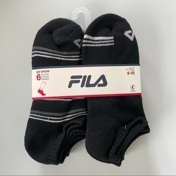 Fila women’s no show socks black gray 6 pairs size 6-10 - Picture 1 of 2